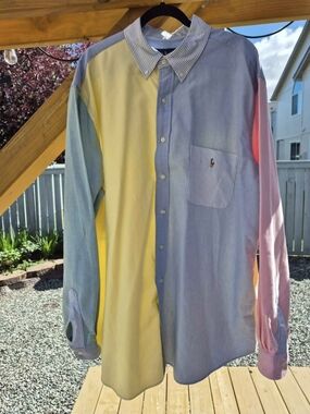 Ralph Lauren Pastel Colorblock Button-Down Shirt - Yellow/Blue/Pink